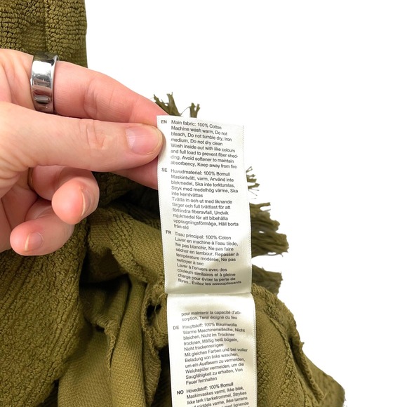 NEW OAS Terry textured fringe mini Dress in Olive green Aya Size M boho - Picture 14 of 14